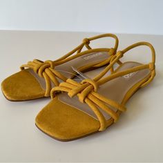 Mango Yellow Suede Strap Sandals Size 7.5 Eur 38 Knot Design Beautiful Color And Style New With Tags. A Little Damaged For Been Storage. See Pics For More Details. Thanks For Stopping By! Happy Poshing! 033080 Yellow Casual Slingback Sandals, Casual Yellow Slingback Sandals, Yellow Flat Heel Sandals For Vacation, Yellow Synthetic Sandals For Vacation, Trendy Yellow Sandals With Cushioned Footbed, Yellow Flat Heel Synthetic Sandals, Yellow Closed Toe Sandals For Vacation, Yellow Flat Sandals For The Beach, Yellow Flat Sandals For Beach