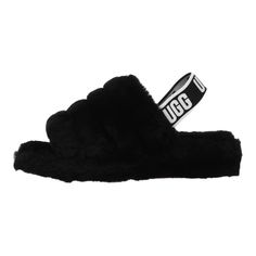 Nwot -No Box Size: 6 Ugg C11 Black Sporty Synthetic Slippers, Sporty Black Synthetic Slippers, Black Synthetic Slippers, Black Winter Slippers With Round Toe, Black Cushioned Slippers For Winter, Black Slip-on Winter Slippers, Black Fluffy Slippers For Winter, Comfortable Black Slippers For Streetwear, Ugg Black