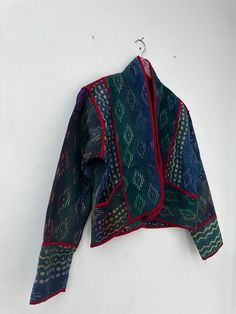 Old Vintage Kantha Gudri Piping Jacket Short Kimono Quilted Handmade For Women 3 | eBay Traditional Winter Patchwork Outerwear, Traditional Patchwork Winter Outerwear, Traditional Blue Blazer With Long Sleeves, Blue Patchwork Blazer For Fall, Fall Blue Blazer With Patchwork, Fall Blue Patchwork Blazer, Fall Patchwork Blue Blazer, Winter Long Sleeve Patchwork Blazer, Traditional Winter Outerwear With Pockets