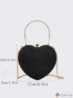 BirdinBag - Hot Sale Heart-Shaped Luxury Clutch Purse: Elegant Chain Evening Bag for Women Luxury Clutch, Chain Pattern, Novelty Bags, Glitter Hearts, Mini Fashion, Bag For Women, Clutch Purse, Heart Design, Evening Bags