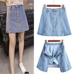 Lasaky - High-Waisted Denim A-Line Skirt - Fashionable Half-Length Skirt with Anti-Slip Design Umbrella Skirt, Printed Maxi Skirts, Light Blue Color, Printed Maxi, Types Of Skirts, High Waisted Denim, Printed Skirts, Preppy Style, A Line Skirt