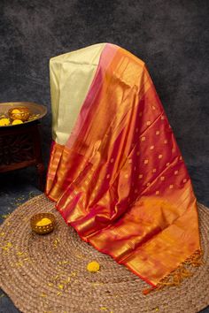 Expertly handwoven from pure mulberry silk and adorned with intricate zari work, our wedding korvai kanjivaram saree exudes luxury and elegance. The soft drape of the fabric ensures comfort and effortless grace for any special occasion. Elevate your ensemble with this timeless masterpiece. Kanjivaram Sarees, Zari Work, Silk Wedding, Beautiful Saree, Unique Charms, Mulberry Silk, Blouse Piece, Silk Sarees, Hand Embroidered