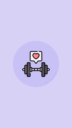 a purple background with an image of a heart on top of a dumbble weight