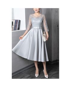 Get 10% off now! Buy blue tea length fall wedding guest dress with illusion lace sleeves at cheap price online. Free stable shipping and pro custom service since 2009. Knee-length Lace Dress With Illusion Neckline For Wedding, Knee-length Lace Wedding Dress With Illusion Neckline, Dress Kebaya, Formal Wedding Guest Dress, Semi Formal Wedding, Formal Wedding Guests, Blue Tea, Fall Wedding Guest, Fall Wedding Guest Dress