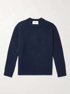 FRAME's cashmere sweater is a staple you'll get so much wear out of. It has a classic crew neckline and navy tone that goes with everything. Classic Navy Cashmere Sweater, Cashmere Sweater Men, Navy Blue Sweater, Sweater For Men, Frame Collection, Sweater Men, Blue Sweater, Navy Sweaters, Cashmere Sweater