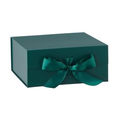 a green box with a bow on it