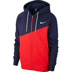 NIKE FUll ZIP FLEECE HOODIE 'SWOOSH OBSIDIAN' RED/NAVY CZ4924 451 SIZE Med/Large/2XL Nike Hoodie With Fleece Lining For Streetwear, Nike Hoodie Sweatshirt For Outdoor Activities, Nike Fleece-lined Hoodie For Streetwear, Fleece Hooded Jacket With Drawstring Hood, Nike Cotton Hoodie For Outdoor, Nike Fleece Hooded Jacket Athleisure, Nike Hooded Hoodie With Fleece Lining, Nike Streetwear Fleece Jacket With Drawstring Hood, Nike Hooded Jacket With Fleece Lining