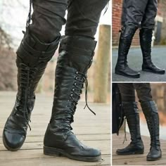 Find ideas๏ฟฝand inspiration for Men Men's Winter Boots Vintage Medieval Knee HighBoots Cross Strap Lace Up Boots, Mens Boots Steampunk Pirate Boots, Stil Rock, Steampunk Boots, Pirate Boots, Style Converse, Mens Winter Boots, Boots Cowboy, Men Plus Size, Martin Boots