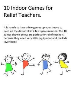 an advertisement for the children's video game, 10 indoor games for relief teachers