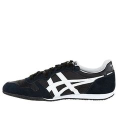 Onitsuka Tiger Serrano Lightweight Non-Slip Classic Low Top Athleisure Casual Sports Shoes Black D109L-9001 (SNKR) Training Sneakers With White Rubber Sole, Training Sneakers With White Sole, Slip-on Sporty Running Shoes For Sports, Sporty Slip-on Running Shoes For Sports, White Sole Running Shoes With Contrast Sole For Sports, Sports Running Shoes With Contrast Sole, Sporty Sneakers With Rubber Sole For Training, Sporty Training Sneakers With Rubber Sole, Slip-on Athleisure Sports Running Shoes