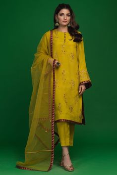 Dhanak (Three Piece)– Zaaviay Semi-stitched Raw Silk Kurta With Dabka Work, Semi-stitched Gold Kurta With Naqshi, Semi-stitched Gold Chanderi Lawn Suit, Pista Green Chanderi Kurta With Resham Embroidery, Silk Lawn Suit With Traditional Drape For Festive Occasions, Traditional Drape Silk Lawn Suit For Festive Occasions, Gold Raw Silk Dupatta With Naqshi Detail, Gold Raw Silk Dupatta With Naqshi Embroidery, Gold Naqshi Raw Silk Dupatta