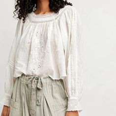 Nwt! No Flaws Beautiful! I Just Haven’t Had The Right Occasion To Wear It Too, And Hate That It’s Going To Waste! White Tshirt Outfits, Ethereal Style, Free People Kimono, Closet Revamp, Black Lace Tank Top, Grunge Chic, Brand Research, Ivory Blouse, Paisley Print Blouse