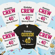 40th Birthday Crew Shirt - Custom Women's Birthday Tee - Matching Group Trip Shirt - Birthday Party T-Shirt - Personalized Birthday Gift ----------- 🛍️ How to Order Your Perfect T-Shirt 🌟 Welcome to our shop! We're thrilled you're here to customize your ideal T-shirt. To make your shopping experience seamless, follow these simple steps: 1️⃣ Explore All the Details: Take a close look at all the photos to ensure you know exactly what you're getting. 2️⃣ Size Matters: Use the convenient size char Birthday Shirts For Family, Luxury Birthday Party, Birthday Squad Shirt, Birthday Squad Shirts, Group Trip, Queen Tee, Luxury Birthday, Travel Tees, Size Matters