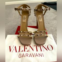 Valentino Rockstud Sandals. Never Worn. Tts. Original Box And Dust Bag Included. Designer High Heel Sandals With Spikes, Designer Spiked Open-toe Heels, Luxury High Heel Sandals With Studs, Designer Ankle Strap Sandals With Studs, Designer Studded Open Toe Heels, Designer Spiked Sandals For Formal Occasions, Designer Open Toe Heels With Studs, Designer Spiked Heels For Summer, Designer Formal Sandals With Spikes