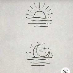 the sun and moon are drawn on paper