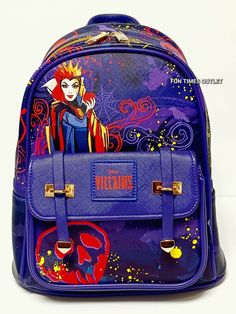 Disney Villains Evil Queen Purse Backpack 11″ Faux Leather Lady Travel Bag Disney Favorites Animation Characters Print Great Quality Faux Leather Backpack With  Inner Pocket And Adjustable Straps To Fit All Ages Backpack Measures 11" Height 9 8.5" Width And 5.5" Depth New With Original Tags 100% Authentic And Licensed Great For A Gift Disney Stitch Mini Backpack  Measures – 11″H x 8.5″W x 5.5″D : Front Pocket Measures – 6 1/2″W x 5″H x 1″D Faux Leather with Satin Nylon Lining: Metal Hardware Zip Lounge Fly, Amazon List, Loungefly Backpack, Animation Characters, Disney Board, Disney Loungefly, Disney Bags, Disney Ideas, Mini Backpacks