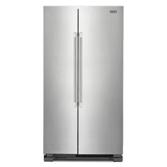 a stainless steel refrigerator freezer on a white background