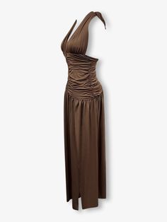 Introducing the amalfi maxi dress, cut from premium polyester. This solid spliced dress features a deep V-neck, sleeveless design, and high waist with a split hem, creating a minimalist, hourglass silhouette. Hourglass Silhouette, Coffee Sizes, Split Hem, Amalfi, Deep V Neck, Deep V, Dress Shop, High Waist, Split