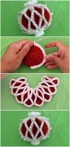 crochet pattern for an ornament that looks like a flower with petals