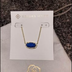 Brand New With Tags Kendra Scott Necklace. Kinda Scott Necklace, Kendra Necklace, Blue Kendra Scott, Dark Blue Jewelry, Preppy Necklaces, Rose Gold Chain Necklace, Howlite Necklace, Kendra Scott Elisa, Preppy Jewelry