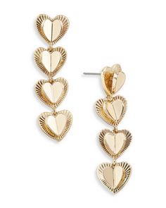 Baublebar Joey 3D Heart Linear Drop Earrings in Gold Tone Clay Metal Jewelry, Baublebar Jewelry, Modern Heart, 3d Heart, Earrings In Gold, Landscape Pictures, Lovely Earrings, Body Jewellery, Jewellery Design