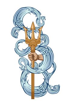 an image of a person holding a staff with waves around it and the letter s