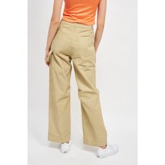 Straight-leg cargo pants from Emory Park in a solid color. Made of 100% cotton and tailored in a high-rise cut with a casual fit. Features a font fly zipper with button closure and belt loops to accessorize with ease. Two front pockets and two cargo side pockets complete the design. Fall Solid Cargo Jeans With Pockets, Trendy High Rise Cargo Pants With Hip Pockets, Solid Color Cargo Jeans For Fall, High Rise Bottoms With Cargo Pockets In Solid Color, High-rise Bottoms With Cargo Pockets, High Rise Solid Bottoms With Cargo Pockets, Straight Cotton Cargo Jeans With Hip Pockets, Cotton Straight Cargo Jeans With Hip Pockets, Utility Pants With Patch Pockets