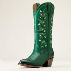 Desert Holly Western Boot Green Western Ankle Boots, Green Western Style Ankle Boots, Elegant Mid-calf Spring Boots, Casual Spring Boots With Snip Toe, Casual Snip Toe Boots For Spring, Casual Fitted Snip Toe Knee-high Boots, Classic High Ankle Boots For Spring, Green Casual Boots With Snip Toe, Wide Calf Snip Toe Boots For Spring