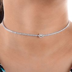 Natural SI/H Emerald Cut Diamond Choker Necklace 18k White Solid Gold 5.38 Ct. Choker Necklace Designs, Diamond Choker Necklace, Princess Jewelry, Wedding Necklaces, Diamond Choker, Emerald Cut Diamond, Necklace Diamond, Emerald Pendant, White Solid