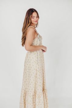 Simple but absolutely charming, the Penelope Maxi Dress is just the ticket for your next summer event. From its delicate ruffled details to its in-seam pockets and flounced skirt, the Penelope is all cottagecore elegance. Dressed up with heels or dressed down with slides or mules, this dress promises season after season of beautiful wear. Available in two colorways. FIT: Runs true to size. MATERIAL: Cotton. GARMENT DETAILS: Lightweight floral maxi dress with V-neckline, ruffled double straps, an Flounced Skirt, Garment Details, Cotton Maxi Dress, Cotton Maxi, Maxi Dress Cotton, Summer Events, Floral Maxi, Cinched Waist, Full Skirt