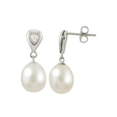 Decorated with oval-shaped freshwater cultured pearls and white topaz accents, these PearLustre by Imperial earrings complement your sophisticated fashion sense. Decorated with oval-shaped freshwater cultured pearls and white topaz accents, these PearLustre by Imperial earrings complement your sophisticated fashion sense.Click on this JEWELRY & WATCHES GUIDE to learn about fit, styles, materials and more! Length: 20 mm Backings: post Metal: sterling silver Plating: rhodium Finish: polished Packa Luxury Oval Pearl Drop Earrings, Luxury White Teardrop Earrings For Formal Occasions, White Luxury Teardrop Earrings For Formal Occasions, Timeless Oval Pearl Drop Earrings, Classic Pear-shaped Pearl Earrings For Formal Occasions, Classic White Pear-shaped Teardrop Earrings, Timeless Oval Pearl Earrings For Formal Occasions, Oval Pearl Charm Earrings For Anniversary, Elegant Oval White Gold Pearl Earrings