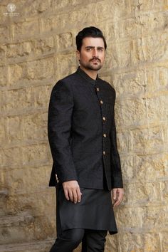 Welcome to Shiraz Saeed Our Retail Store: Rubina's Collection 2070 W Spring creek Pkwy Suite 328 Plano,TX USA 75023 Presenting Men's Black Embroidered Jamawar Prince Coat (Kindly provide your size upon checkout) Color: Black Premium Embroidered Jamawar Banarsi Fabric Italian Thread Simple & Decent Metal Buttons Finest Stitch Branded Design Custom Sizes are also available. Fit Type: Regular fit Disclaimer Due to the photographic lighting & different screen calibrations, the colors of the original product may slightly vary from the picture. Traditional Zari Work Sets For Semi-formal Occasions, Traditional Nehru Jacket For Groom At Eid, Traditional Groom's Sherwani, Elegant Nehru Jacket In Jamawar With Traditional Drape, Black Traditional Wear For Groom, Festive Suits For Grooms, Elegant Jamawar Nehru Jacket With Traditional Drape, Traditional Unstitched Suit With Naqshi For Groom, Elegant Jamawar Unstitched Suit For Formal Occasions