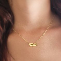 "⚡️ FREE SHIPPING ⚡️ on Domestic orders over $35 🇺🇸 This Mrs. necklace is a beautiful reminder of your vows, celebrating the moment you became Mrs. and the years to come! The perfect gift for the new bride featuring Mrs. in cursive writing. {Another S T U D I O  B L U E original...accept no imitations!} * T H E * D E T A I L S *  * All components are Sterling silver or Gold fill & Gold Vermeil * Mrs. Charm measures 11/16\" x 5/16\" * Tiny gemstone drop is wire wrapped  * Quality chain finished Word Jewelry, Mrs Necklace, Honeymoon Gift, Bride Necklace, New Bride, Honeymoon Gifts, In Cursive, Necklace Extender, Jewelry Words