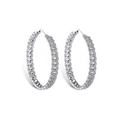 Cuban hoops that will take your everyday outfit from basic to cuuute! Safe for sensitive ears 48MM (medium) .925 Silver Non-tarnishing Diamond simulated cubic zirconia Hip Hop Mode, Hop Earrings, Hip Hop Bling, Gold China, Round Pattern, Your Pretty, Link Earrings, Estilo Hip Hop, Cz Earrings