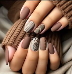 New Nail Trends Autumn, Brown Nail Art Ideas, Black Gel X Nail Designs, Toe Nail Art Designs, Boho Nails, Simple Fall Nails, Fall Gel Nails, Fall Nail