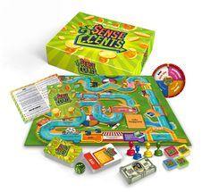 the board game sense genius is on display with its contents in front of it and an open box