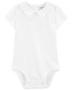 White Baby Scalloped Peter Pan Collar Bodysuit | carters.com Southern Baby Clothes, Collar Bodysuit, Peter Pan Collar Shirt, Baby Girl Tops, Bodysuit Fashion, Graphic Tee Dress, Kids Outfits Girls, Peter Pan Collar, Tee Dress