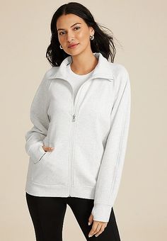 Full Zip Fleece Sweatshirt | maurices Cozy Sweatshirts, List Style, Pullover Sweatshirts, Grey Sweatshirt, How Are You Feeling, Grey