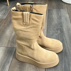 Warm Suede Leather Platform Winter Boots From Tamaris. Size 39 (8.5). Camel Color Platform Winter Boots, Tamaris Shoes, Suede Platform Boots, Camel Color, Platform Boots, Suede Shoes, Winter Rain, Winter Boots, Suede Leather