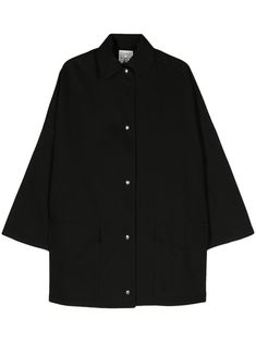 TOTEME drop-shoulder Twill Shirt Jacket - Farfetch Oversized Workwear Shacket With Flap Pockets, Oversized Shacket With Flap Pockets For Work, Oversized Classic Shacket For Spring, Black Relaxed Fit Shacket For Work, Oversized Shacket With Flap Pockets And Lapel Collar, Workwear Shacket With Spread Collar And Buttoned Pockets, Black Button-up Shacket For Work, Oversized Collared Shacket With Flap Pockets, Oversized Lapel Collar Shacket