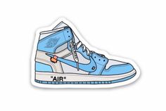 Air Jordan 1 Retro Off White University Blue Sticker 3cm x 5cm Thick, durable vinyl sticker Protects from scratches, water & sunlight Jordan 1 Off White, Tie Dye Sticker, Sneaker Posters, Products Photography, Lap Top, Cute Laptop Stickers, University Blue, Air Jordan 1 Retro, Jordan 1 Retro