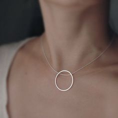 ♥️ Pinterest: DEBORAHPRAHA ♥️ minimalist necklace, simple jewelry Modern Sterling Silver Necklaces In White Gold, Modern White Gold Sterling Silver Necklaces, Elegant Open Circle Jewelry With Simple Design, Delicate Circle Clavicle Chain Necklace, Open Circle Jewelry For Gifts, Elegant Circle Jewelry With Simple Design, Elegant Circular Jewelry With Simple Design, Elegant Circle-shaped Jewelry With Simple Design, Modern White Gold Clavicle Chain Necklace