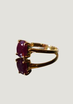 A natural Brazilian ruby, handcrafted in Peru,  set in an 18k solid gold band. Size: 7.5 Other size: 12 - 15 working days. Classic Yellow Gold Ruby Open Ring, Formal Yellow Gold Rings With Ruby, Formal Ruby Open Ring, Formal Open Ruby Ring, Fine Jewelry Ruby Ring For Formal Occasions, Formal Ruby Ring Fine Jewelry, Gold Ruby Ring For Formal Events, Classic 14k Gold Open Ruby Ring, Classic Hallmarked Open Ruby Ring