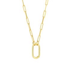 a gold necklace with a link on it