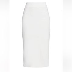 Tailored With A Fitted Silhouette, Chiara Boni La Petite Robe's Defina Pencil Skirt Defines The Waist With A Banded Trim. This Sleek Piece Showcases Flattering Dart Seams At The Waist And A Traditional Back Vent. Banded Waist Back Vent Pulls On 72% Polyamide/28% Elastane Dry Clean Made In Italy Size & Fit This Style Is Constructed In A Stretch Fabric For A Tailored Fit About 29.5" Long Line Drawn Through The Name To Prevent Store Returns. All Items Were Purchased As Final Sale Merchandise. If Yo White Elegant Lined Pencil Skirt, Elegant White Lined Pencil Skirt, Classic White Office Skirt, Elegant White Relaxed Pencil Skirt, Elegant White Midi Pencil Skirt, Elegant White Knee-length Pencil Skirt, Classic White Skirt For Workwear, Classic White Skirt For Work, White Relaxed Pencil Skirt, Elegant Style