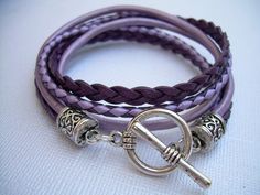 Adjustable Handmade Purple Wrap Bracelet, Handmade Purple Wrap Bracelet As Gift, Adjustable Purple Wrap Bracelet, Leather Bracelets Women, Purple Bracelet, Lavender Pink, Wrap Bracelets, Craft Night, Toggle Bracelet