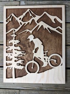 30.00 3D Layered Mountain Biking Wall Art Sign Chilliwack laser cutting and design Laser Signs, Wood Laser Ideas, Wood Pictures, Mountain Bike Art, Scroll Saw Patterns Free, Wooden Pattern, Laser Art, Adventure Art