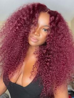 Hair Name: Colored Lace Front Wigs Hair Style: Kinky Curly Hair Hair Length: 10-28 inches Wig Weight: 200-320g/Wig (Depending on Lengths and Density) Color: 99J Burgundy Color Density: 180% Density Lace Size: 13x4 Lace Front Wigs Cap Size: Medium, 22.5inch (Customize Size Service >) Quality: 100% Virgin Human Hair Wigs Shipment: DHL, FedEx, or UPS 3-7 Business Days Grey Hair Extensions, Red Wig, Straight Blonde Hair, Blonde Lace Front Wigs, Curly Human Hair Wig, Curly Lace Front Wigs, Wigs Hair, Beautiful Curls, Body Wave Hair