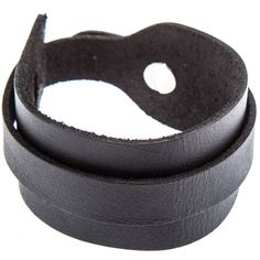 a black leather bracelet with two holes in the middle