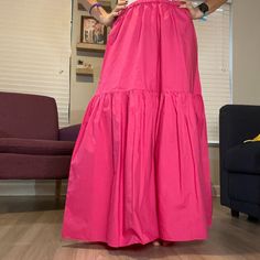 Never Worn Fucsia Long Skirt With Stretch In The Waist H&M Brand Size S H&m Brand, Hm Skirt, Long Skirt, H&m, Womens Skirt, Skirt, Pink, Women Shopping, Color